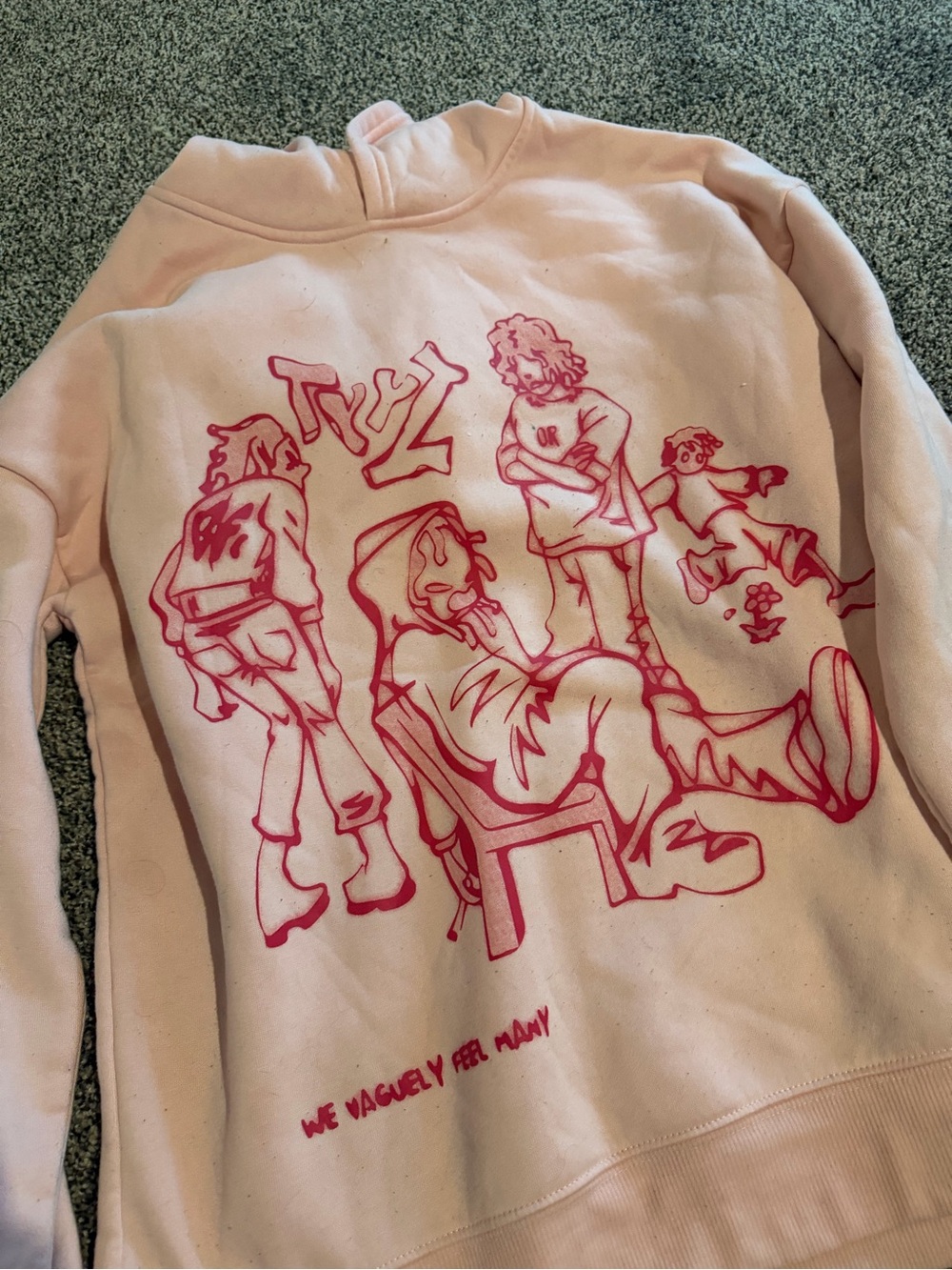 Kids Pink Graphic Pullover Hoodie - Casual Cartoon Print - Picture 3 of 3